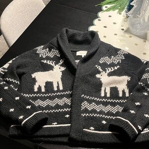 THE GREAT. Black and White Reindeer Cardigan size 1